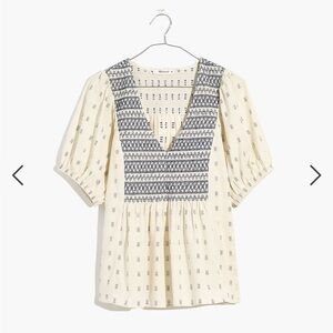 Madewell Embroidered Yoke Top in Clipdot - Size M - Like New!